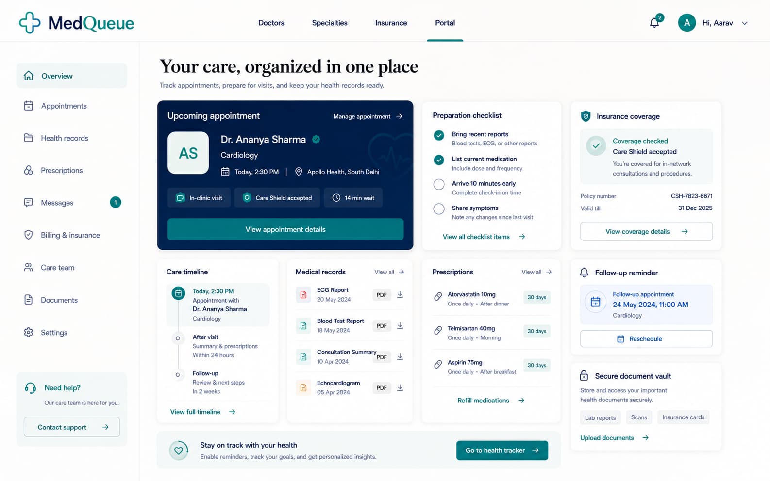 MedQueue website preview