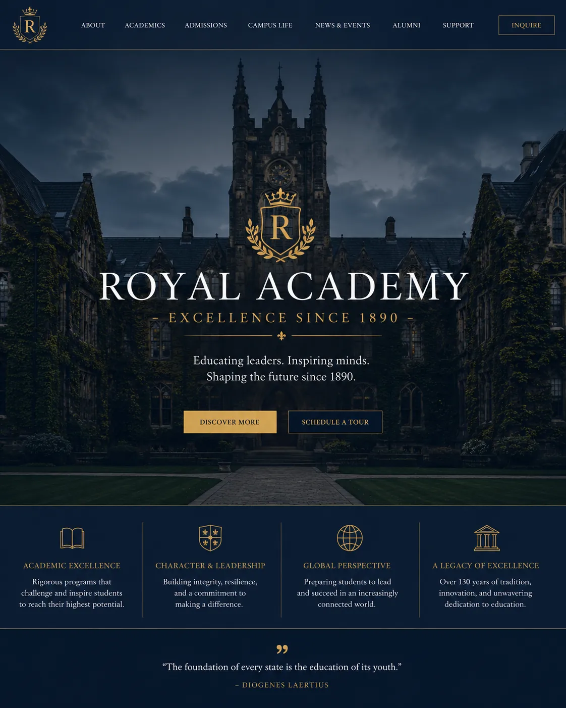 Greenfield Academy website screenshot